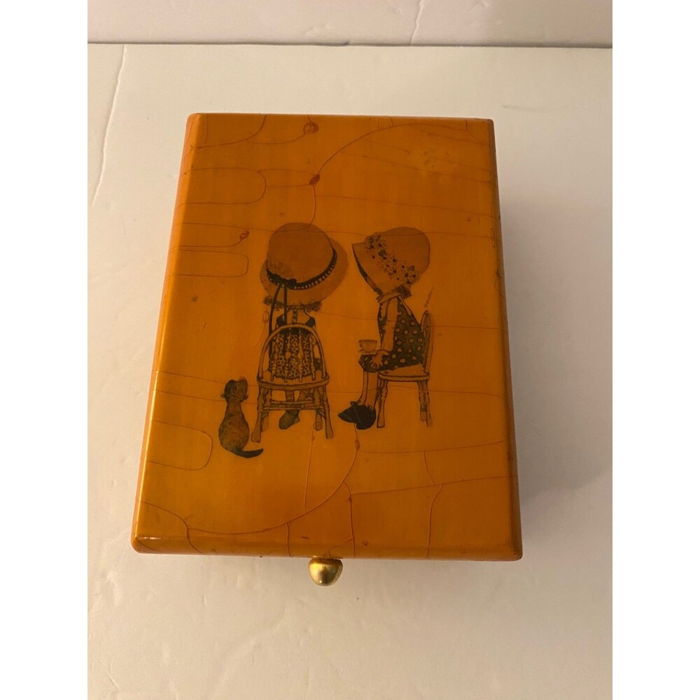 Holly Hobbie Vintage Handcrafted Wooden Jewelry box.